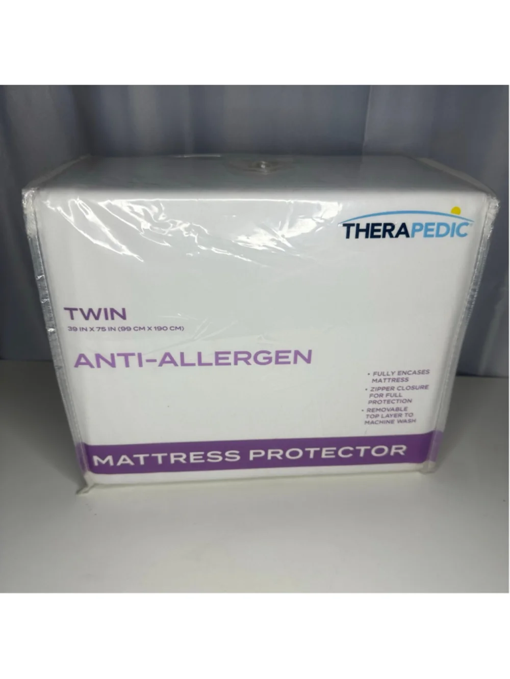 New in Package Therapedic Twin Anti-Allergen Mattress Protector Zipper White